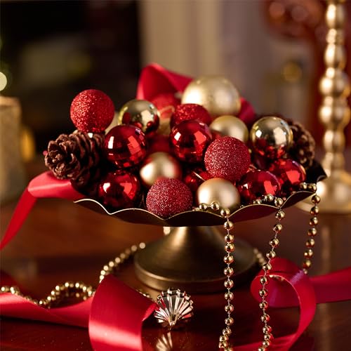 Valery Madelyn 48pcs 4cm Red and Gold Baubles for Christmas Tree Shatterproof Ball Ornaments for Holiday Decorations - Image 4