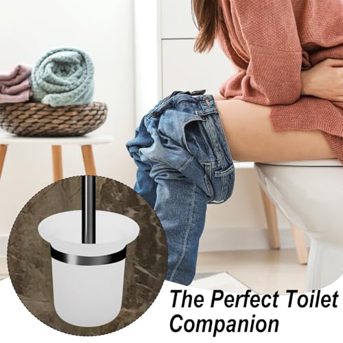wlsvega ToilettenbüRstenhalter - KlobüRstenhalter Wand - Ersatzglas wc BüRste - Mattiertes Anti-Rutsch-Design, Wandmontage,Platzsparend,Geeignet FüR Privathaushalte und öFfentliche Toiletten