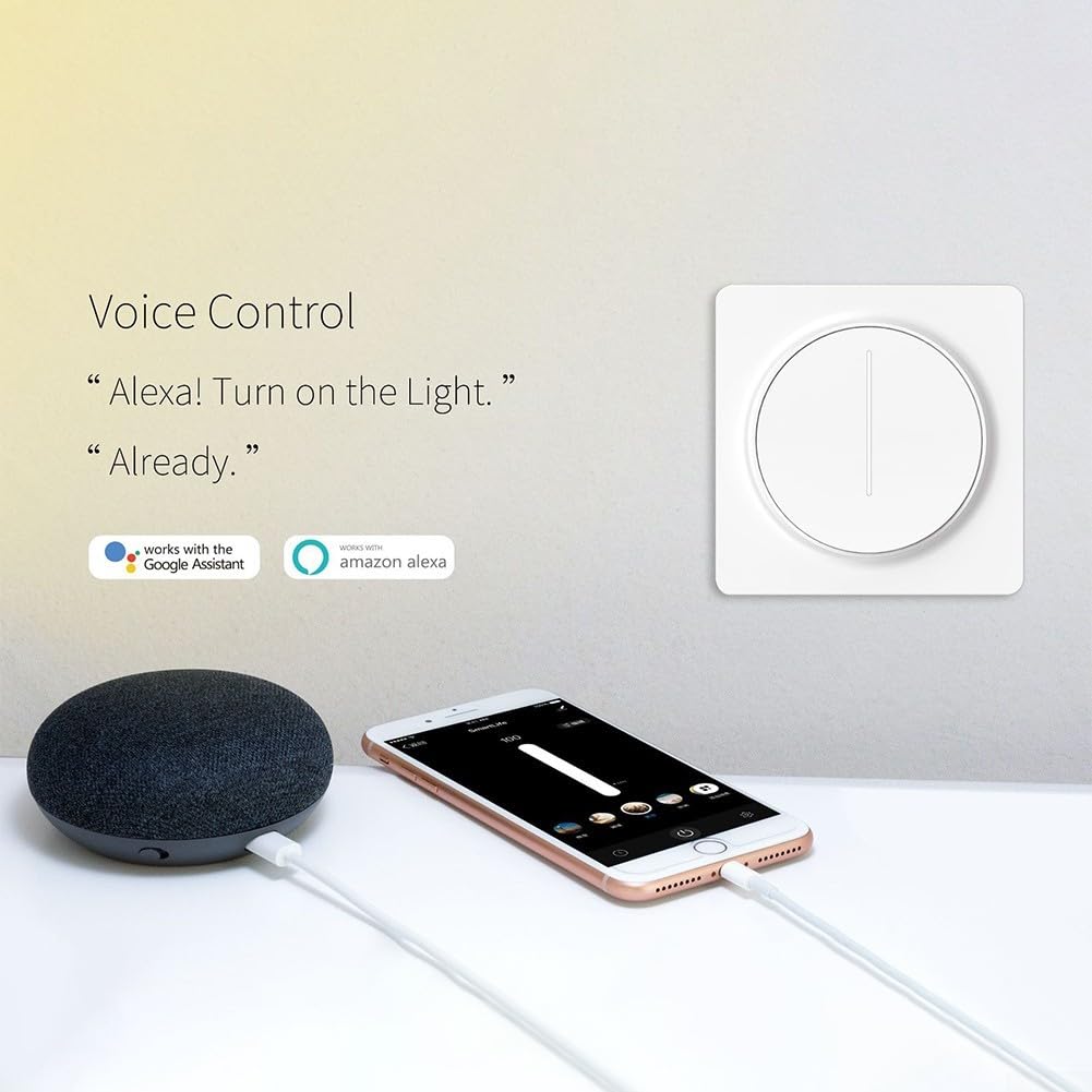 para Tuya WIFI/-Zigbee interruptor de atenuación inteligente interruptor de pared con atenuación táctil, Control de aplicación remota, funciona con para Tuya, para Smart Life (WiFi)