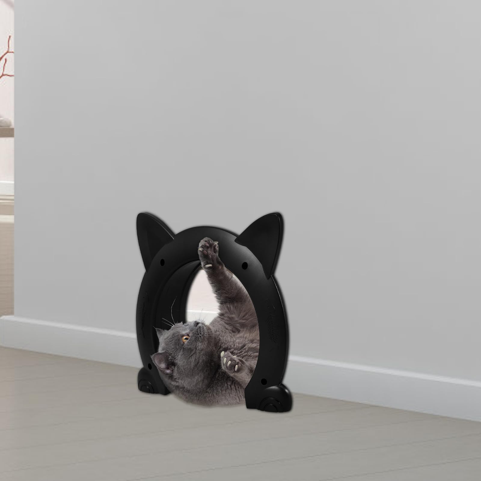 Veemoon Porte pour Animaux en Plastique Forme Chat Noir, Chatière Intérieure Pratique et Élégante pour Maison d'animaux, Accès Facile pour Chats et Petits Chiens