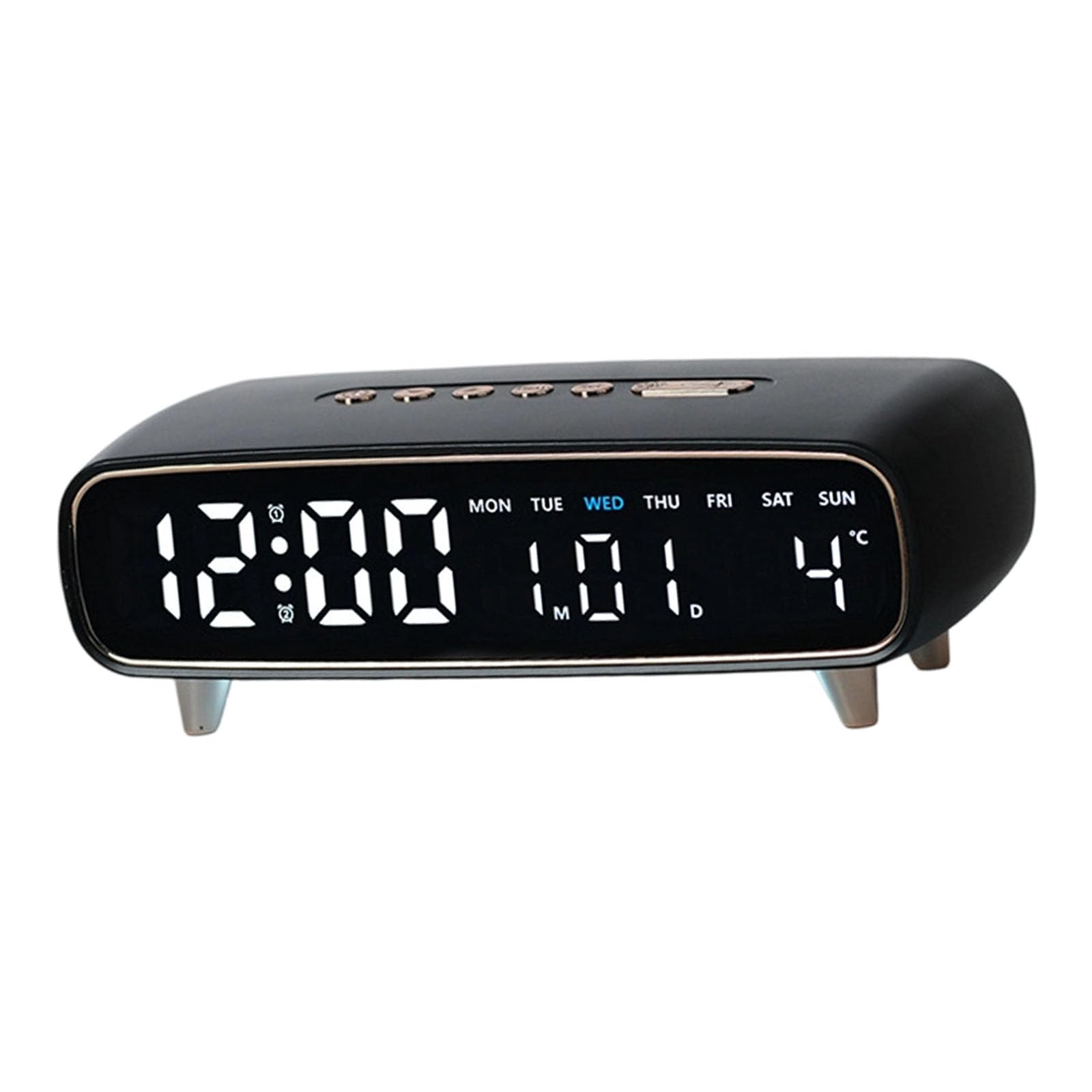 Woedpez Practical Digital Clock with Large Display Night Light Feature Calendar Temperature and Moons Phase for Daily Use Digital Alarm Clock with Backlight Multiple Alarms