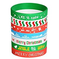 FEPITO Christmas Silicone Wristbands Rubber Band Bracelets for Christmas Party Decoration Supplies 7 Merry Xmas Style