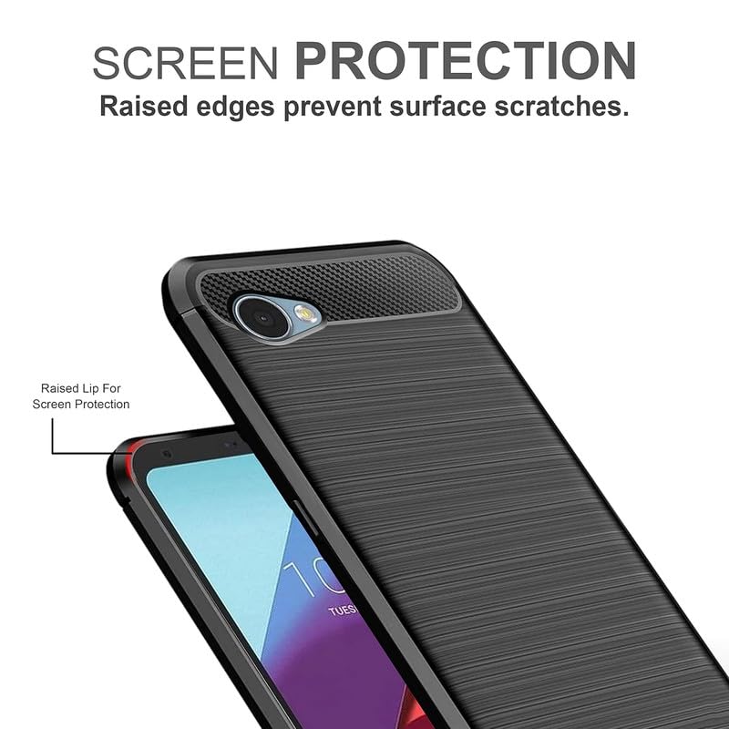 Image of Hybrid Carbon Fiber Back Case for LG Q6, LG Q6 Plus (Black)