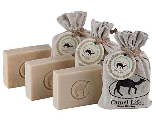 Camel Milk Soap, natural handmade healing artisan soap, 3 bars, Rosemary & Peppermint