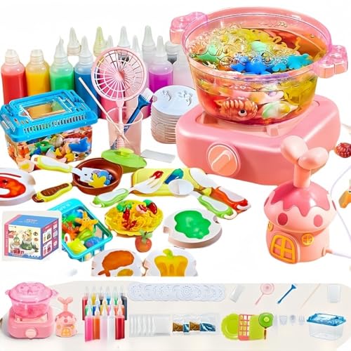 JiFocelt「子供用DIY調理おもちゃセット - 安全なシミュレーション鍋・ごっこ遊び・バブル機能付き|携帯型キッチン玩具」 (16本入り,ピンク)