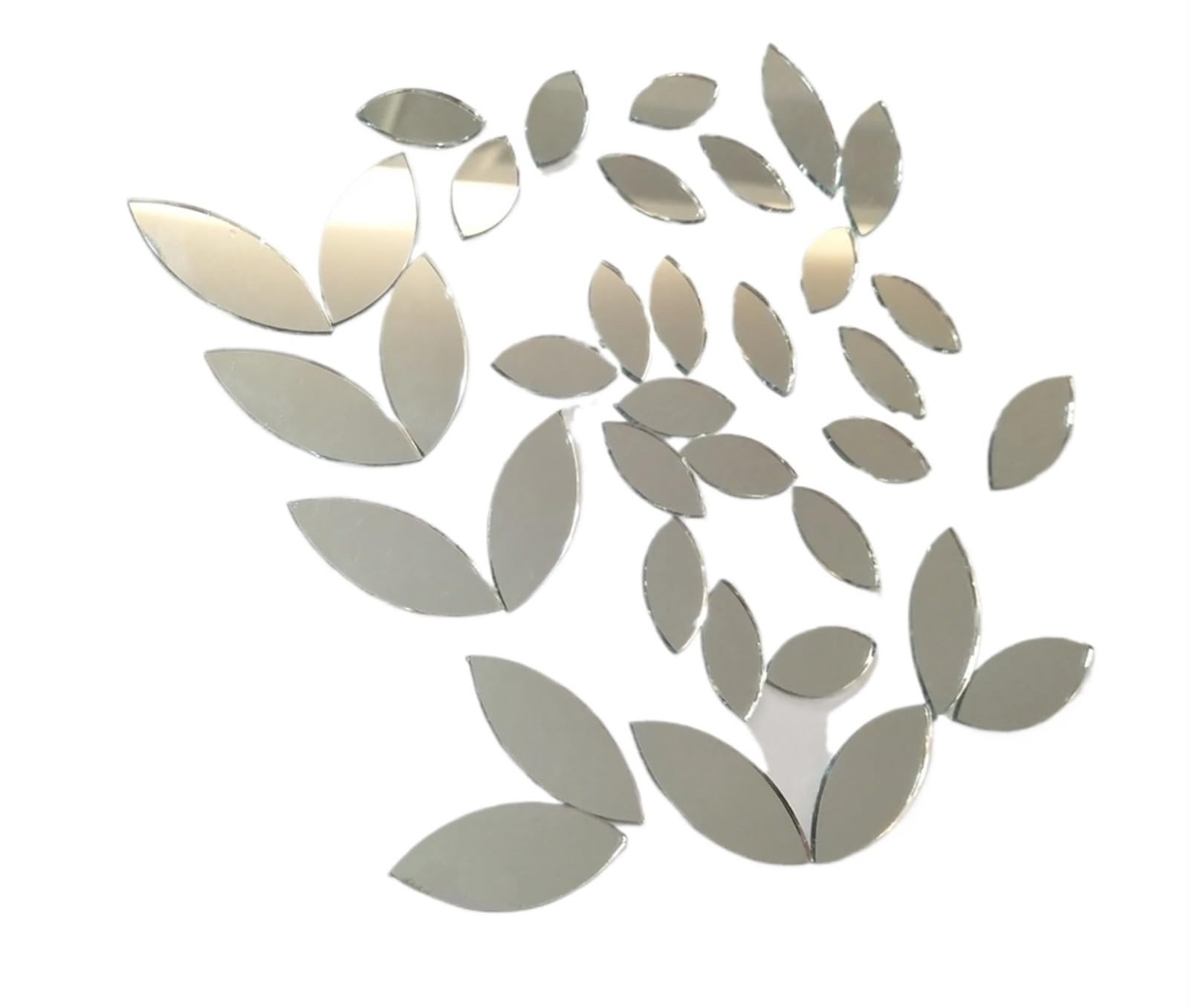Ekalgretra Silver Mirror Mosaic Making Supplies 120Pcs Glass Mosaic Tiles Petal Leaves, Supplies For Crafts, Craft Mirrors, Mirror Embellishments(Silver Mirror)
