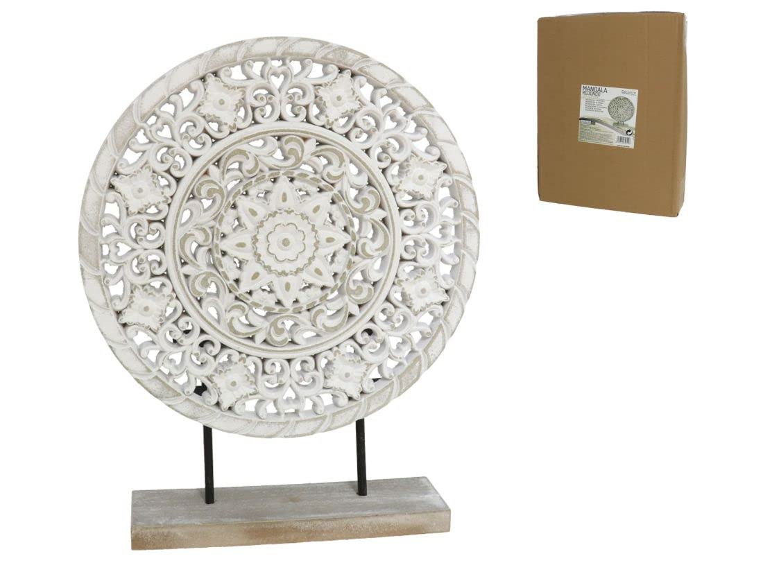 Mandala Redonda Con Soporte Madera 25cm