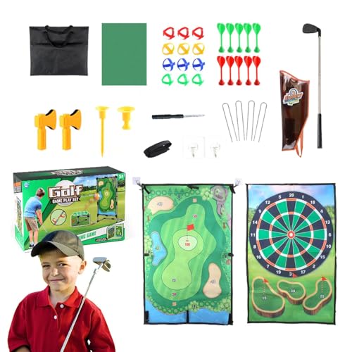 Tapis de golf double face avec set d'entraînement au chipping pour garage et jardin
