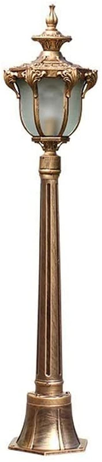 GTHTUHFD Courtyard Light Antique Outdoor Lawn Street Glass Post Brass Metal Aluminum Waterproof Landscape Illumination Column Lamp Garden Park Pillar,Height 1.1m