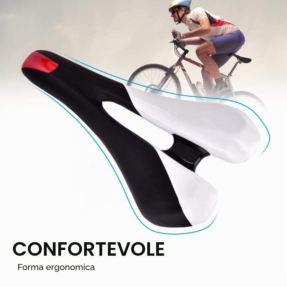 Alomejor Sella Bicicletta, Professionale Sella in Pelle può Ergonomico Antiprostata Sedile Leggero Confortevole Morbido Sella per Mountain Bike, Bici da Strada(Black And White)