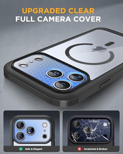 Image of Miracase for iPhone 17 Pro Case 6.3 inch, Full-Body Bumper Military Drop Protection Outdoor Phone Case with Built-in Glass Screen & Full Camera Protector,Camera Control,Compatible with MagSafe,Black