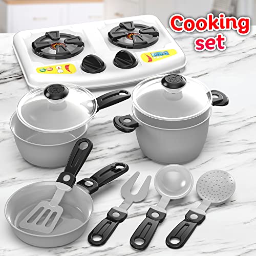 Technok 66Pcs Pretend Play Kitchen Toys Cookware With Play Food Toy Set - Pretend Play Toy Kitchen Set - Cooking Stove And Accessories, Tableware Dish Set (4 Persons) #TOP3