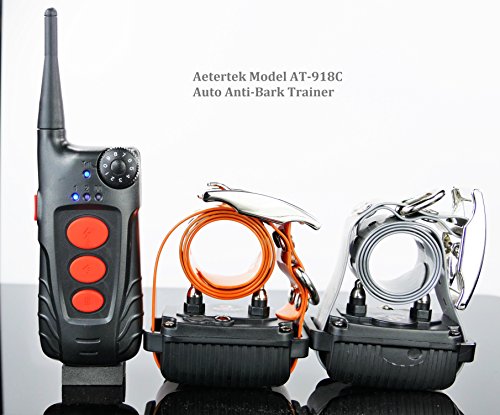 Aetertek Upgraded New Version AT-918C 2-Dog 600 Yard Remote Training Shock Collar with AUTO Anti-BARK,Rechargeable and Waterproof