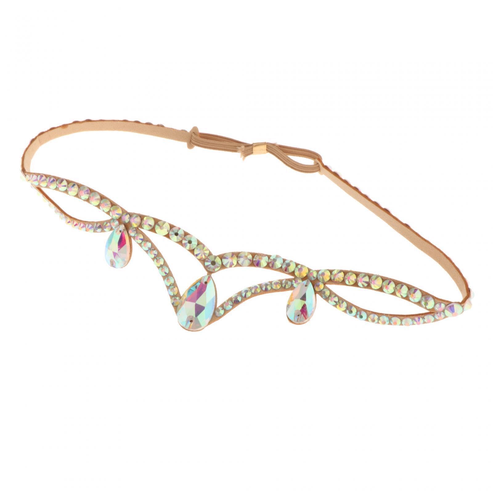 Auyxssz Women's Light Belly Dance Headdresses Colorful Rhinestone Belly Dance Headdresses Headpiece Accessories For Celebrations Forehead Headpiece Bellydance
