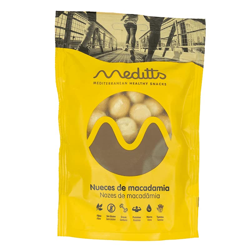 Meditts - Nueces de Macadamia 120 gr | Enteras y Naturales | Sin Sal ni Aditivos | Alto Contenido en Grasas Saludables y Fibra | Fuente de Proteínas y Minerales | Snack Nutritivo y Energético