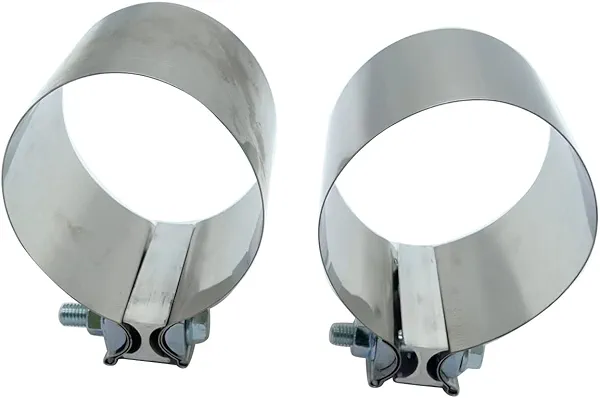 1 Pair 2pcs SHLPDFM 4" Inch Exhaust Band Clamp T304 Stainless Steel Butt Joint Band Exhaust Clamp Sleeve Coupler Universal for the Catback Muffler Downpipe