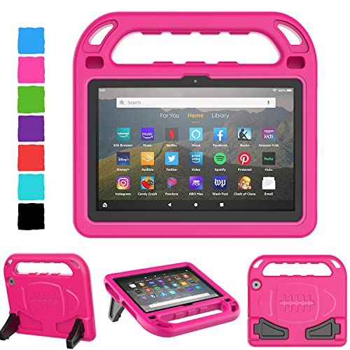 TIRIN All-New Fire HD 8 Case 2020, Kindle Fire HD 8 Tablet Case 10th Generation Lightweight Shockproof Handle with Stand Kid-Proof Case for Fire HD 8 Tablet & Fire HD 8 Plus 2020 Release - Rose