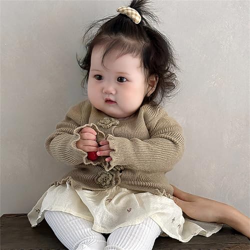 Baby Girls Knit Cardigan 3D Flower Button Sweater for Dress Long Sleeve Warm Cardigan Uniform Sweaters2