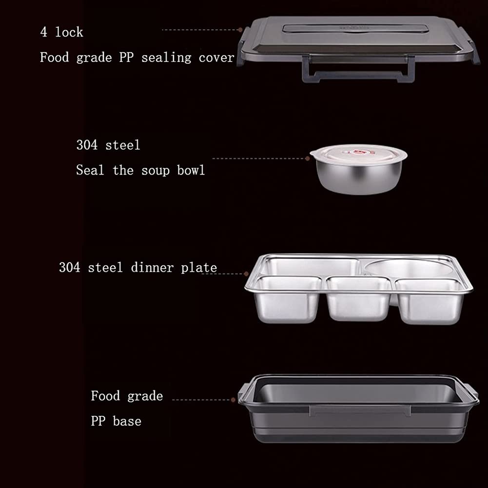 Piatti della Cena 304 Acciaio Inox Acciaio Inossidabile Pranzo Isolato Scatola for Pranzo Studente Adult Lunch Box Grande capacità Separata e Portatile Piastra di Dinning