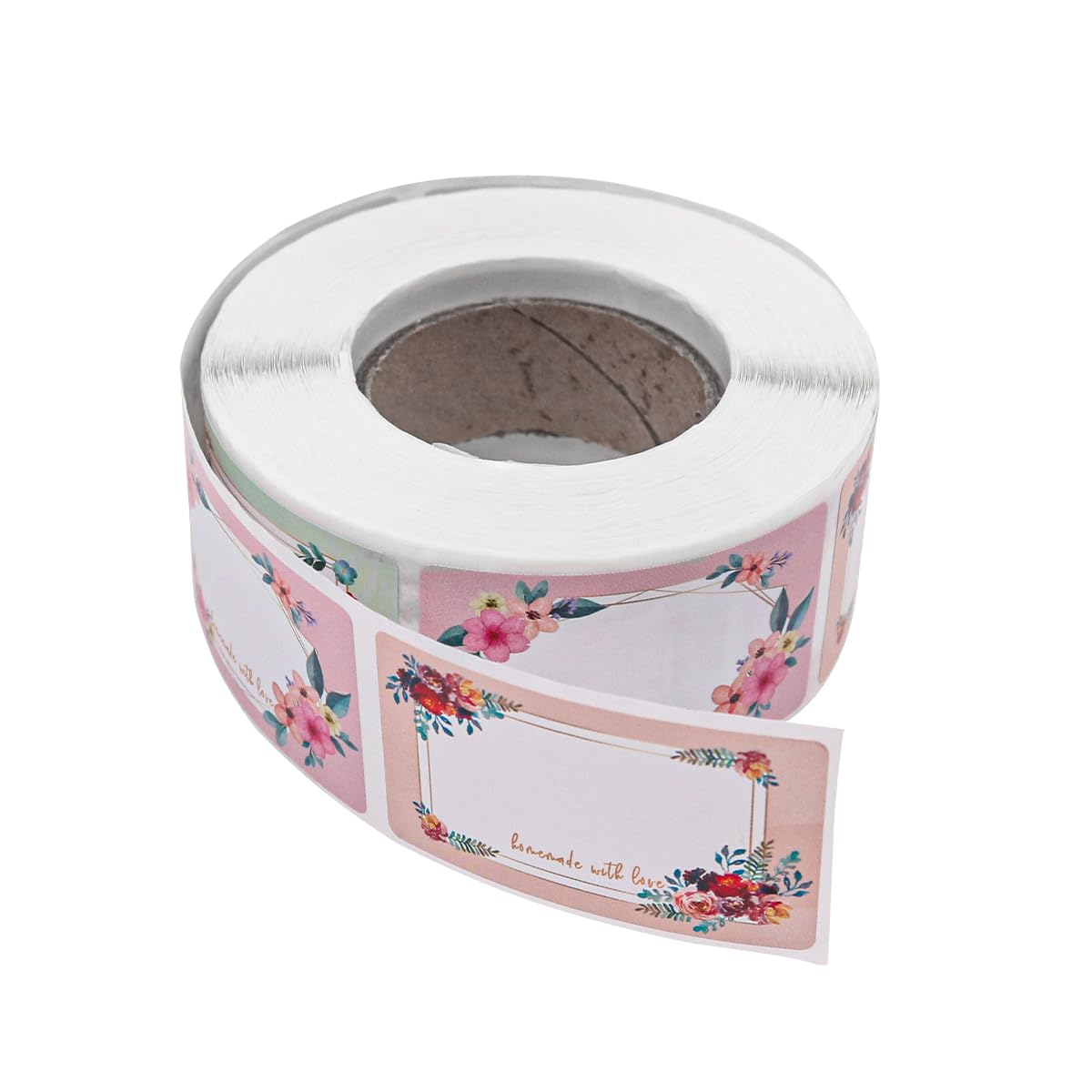 WANGCL 2 Roll/1000 pcs Floral Food Freezer Labels Self Adhesive Jam Jar Labels for Kitchen Food Bottle Jams Containers