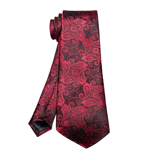 Image of 5PCS Mens Silk Tie, Pocket Square, Cufflinks, Drilled Tie Ring and Lapel Pin Set for Wedding Groom Party