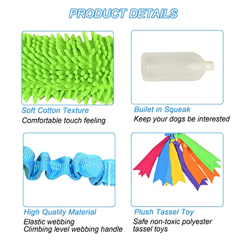 Tekcam Hundespielzeug Mop Bungee Tug Spielzeug mit Squeaky, Zerrspielzeug Hund mit Bungee Griff Chaser Spiele Pull Tugger Spielzeug Kauspielzeug füR Kleine Mittlere GroßE Hunde Training Agility