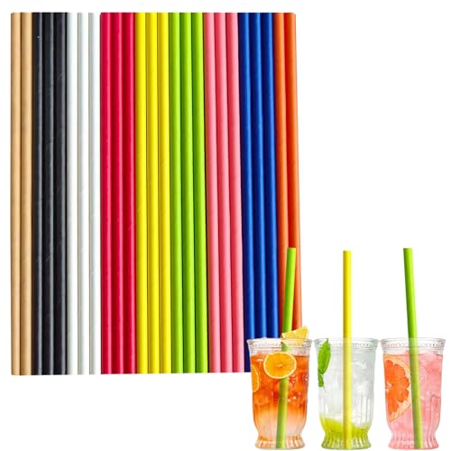 100 piezas Pajitas de Papel Desechables Biodegradables y Compostables Color Mixto,Ecológico Resistente Pajitas para Cócteles Bebidas Frías y Calientes,para Fiestas, Cumpleaños,Bodas,Navidad,Eventos