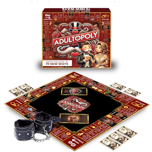 Adultopoly with Handcuffs. Ultimate Adultopoly Board Game: A Fun, Naughty Adult Experience. Great Date Night Sex Board Game for 2 Players