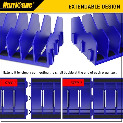 Image of HURRICANE Plier Organizer Rack, 10-Slot Pliers Cutters Rack with Non-Slip Rubber Base, Tool Organizer, Tool Drawer Toolbox torage, Blue, Extendable Design, Fit 3 inch H, 1 Pack