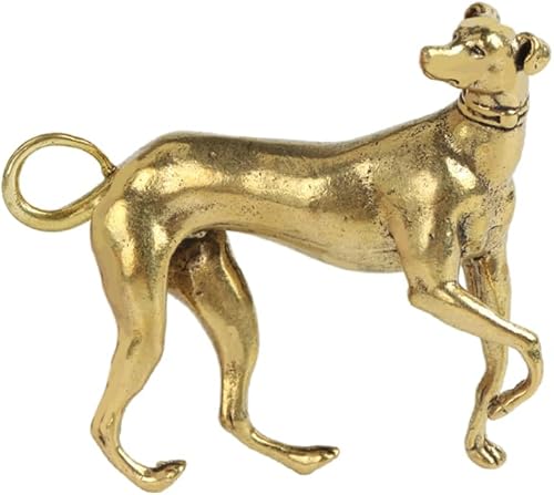 Opexicos Adornos de escritorio de perro leal de latón macizo, figuras de animales de cobre vintage, decoración de regalos, accesorios de