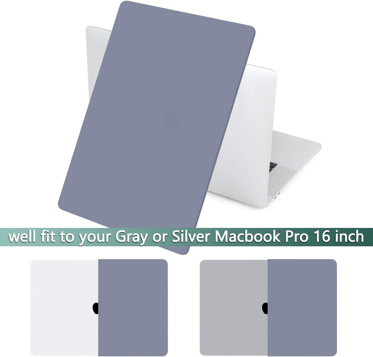 DONGKE Compatible with Older MacBook Pro 16 inch Case 2020 2019 A2141, Matte Plastic Hard Shell Case & Keyboard Cover for MacBook Pro 16 inch with Retina & Touch Bar Fits Touch ID, Lavender Gray