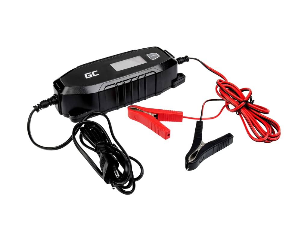 Green Cell® Caricabatterie Intelligente 6V/12V 4A (SLA, AGM, Gel, EFB, Wet, LiFePO4) completamente automatico con modalità di ricondizionamento del test della batteria per auto moto camion Camper