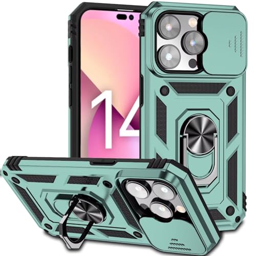 Funda para Xiaomi 12T Pro/Xiaomi 12T, 360 Grado Antigolpe Carcasa Capa Doble Case, con Cubierta Deslizante de la Cámara, Soporte Giratorio de 360 ° y Funda Protectora TPU de Silicona - Verde