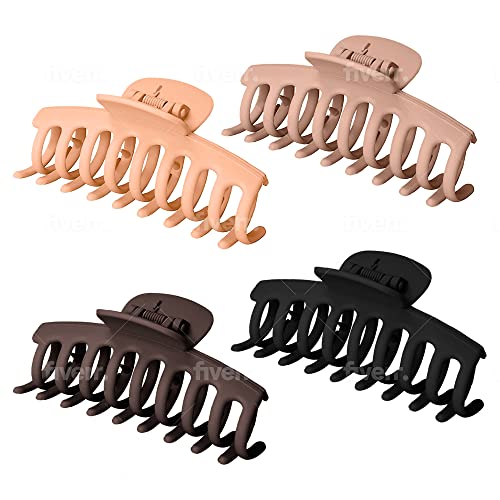 4 Pcs Large hair Claw Clips for Thick Thin Curly neutral Wavy straight Hair 4.3 Inches for Girls Women 90's Strong Jaw hold Non Slip Matte (1)