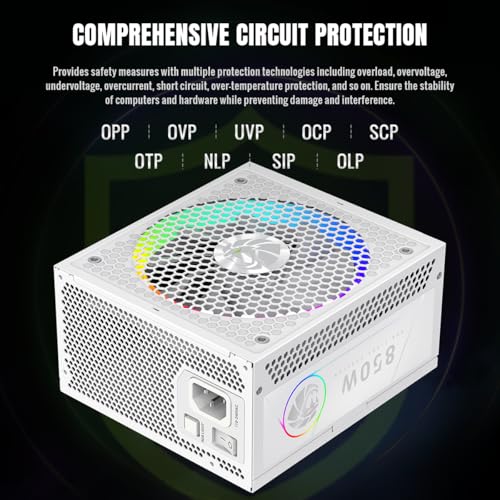 Image of GAMEMAX 850W 80+ Gold Fully Modular White Power Supply, ATX 3.1 Version with LLC + DC-DC Circuit, Full-Range 110-240V, ARGB 140mm Fan with Sync, 105C Mainstream Japanese Capacitors (RGB PRO 850G WH)