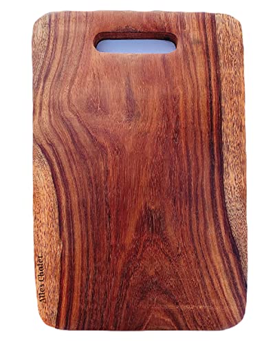 Image of The Artist Cottage Wooden Chopping, Cutting, Slicing Board for Kitchen | Single Piece Rosewood (Sheesham) Reversible Standard, Eco-Friendly & Hygienic - Small, Style-2 (Natural Finish, 12 x 8 inches)