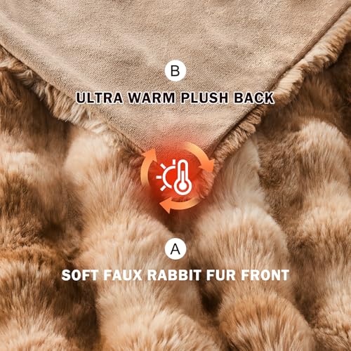 EMME Bubble Decke Sofa Kuscheldecke Kaninchen Plüsch Dicke Decke, Wohndecke Flauschig Sofaüberwurf Couchdecke, Fleecedecke, Flauschige Wohndecke für Couch