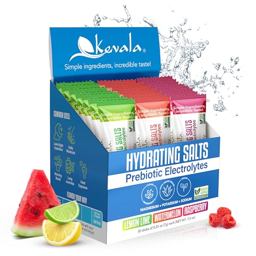 Image of kevala Electrolytes Powder Packets | Sugar Free Drink Mix Packets with Prebiotics, Potassium & Salt Electrolytes | Keto Hydration Packets | Rehydration Support | 1 Pack (30 Sticks)