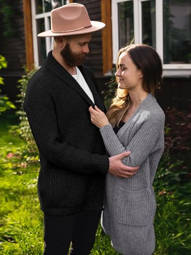 Runcati Mens Shawl Collar Long Cardigan Casual Knit Open Front Sweater Fall Winter Thermal Cardigan Sweater2