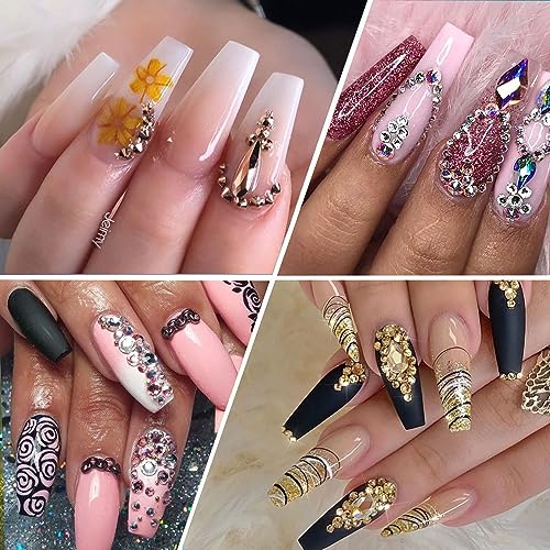 6 Size Nail Art Rhinestones Flatback Rhinestones Nail Charms Crystal For Acrylic Nails -Nail Art Supplies Nail Gem Round Design Nail Pearls Nail Accessories Manicure Decor -Green #TOP5