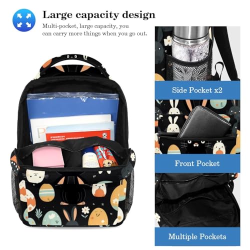 Sac à dos œuf de lapin de Pâques avec trousse pour la rentrée des classes