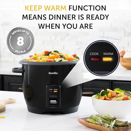 Breville Electric Rice Cooker | 1.8L (10 Cup) Capacity | Serves up to 8 People | Keep Warm Function | Non Stick Removable Bowl | Spoon & Measuring Cup Included | VTP209, Black - Image 5
