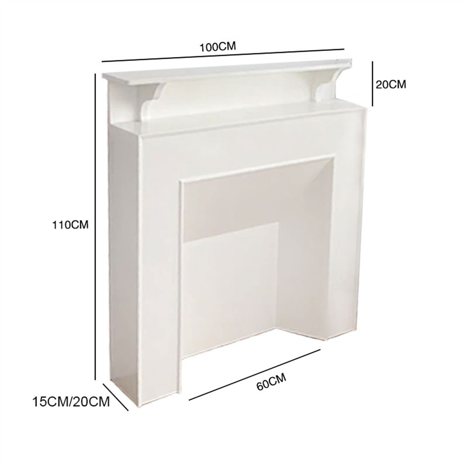 Mensola del camino Camino francese Stufa Mensola del camino Cornice del camino Armadietto decorativo Soggiorno Ingresso Corridoio Credenza da parete di lusso - Elegante finitura bianca lucida Decorazi