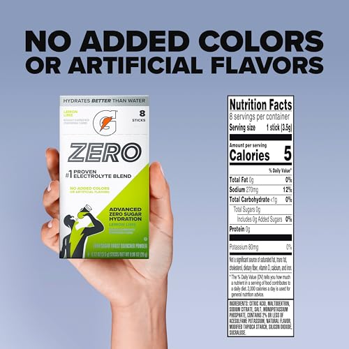 Image of Gatorade Zero Sugar Powder, Lemon Lime, (32 Servings) | Electrolyte Powder Drink Mix, No Artificial Flavors, No Added Colors, Zero Sugar, Sports Drinks, Hydration