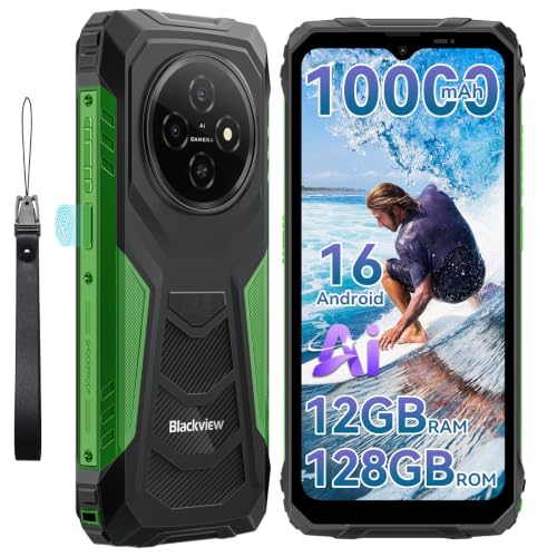 Blackview Fort1 Móvil irrompible Android 16, 12GB+128GB (TF 2TB) Móvil Rugerizado,10000mAh Batería - 6.56' HD+ Teléfono Movil, AI Camera, Face ID/Dual SIM/NFC/OTG/390g/Gemini AI Movil Indestructible