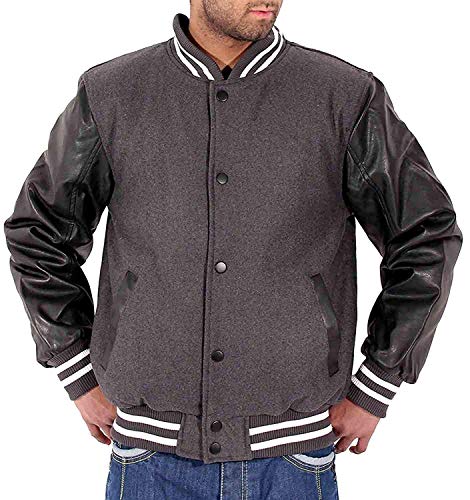 Chaqueta de béisbol universitaria en símil cuero para look escolar de hombre y niño
