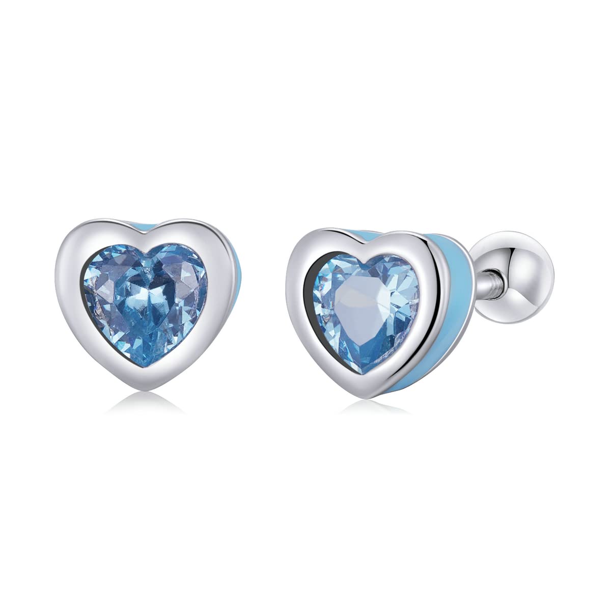 WZGWDC 925 Sterling Silber Liebe Ohrringe für Frauen Herzförmige Ohrstecker Zwei Farben Schmuck Hochzeitsgeschenk