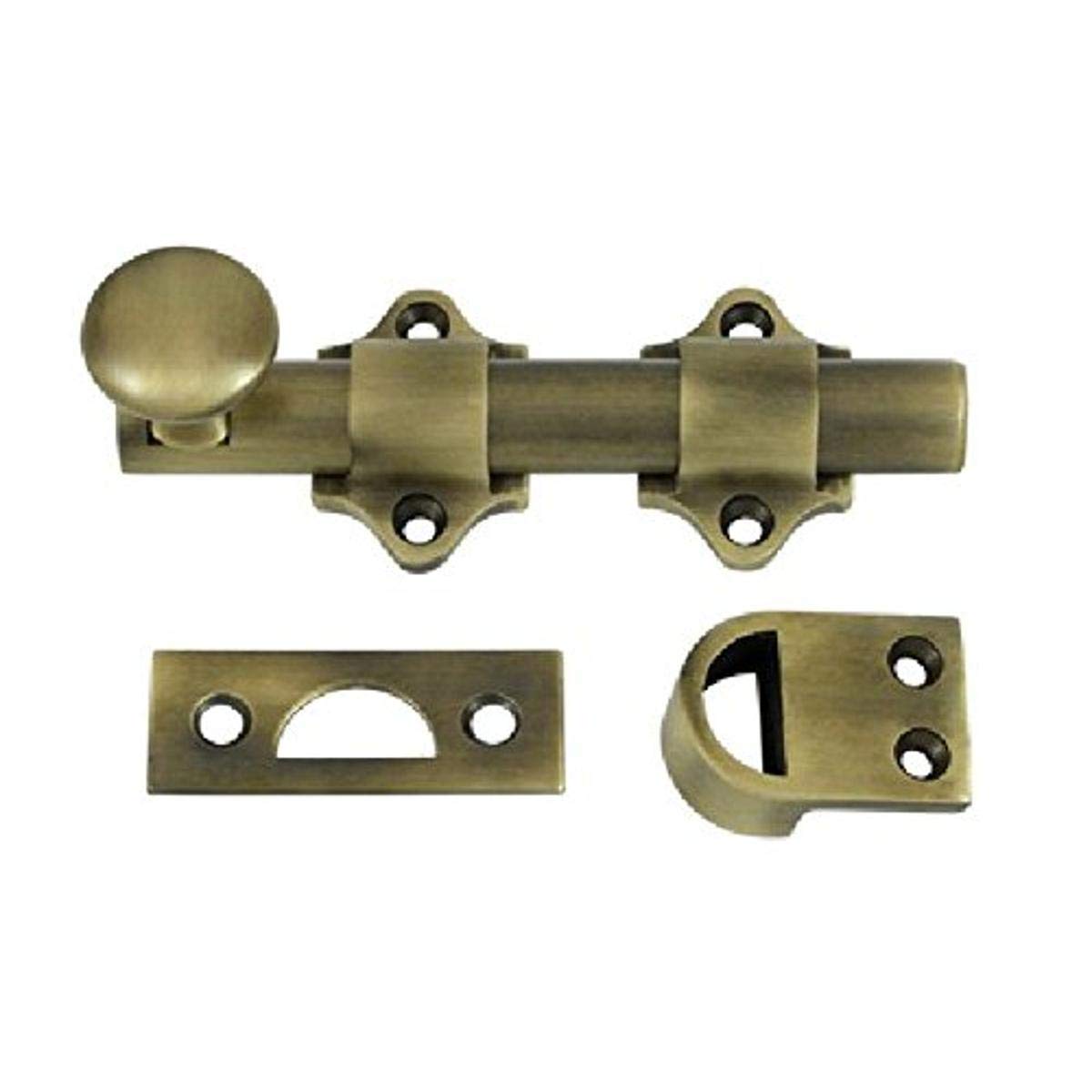 Deltana Antique Brass Ddb425u5 Hd Solid Brass 4-Inch Dutch Door Bolt By