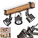 Produktbild Deckenleuchte Pehefito, Deckenlampe im Vintage-Design aus Metall/Holz in Schwarz/Braun, Retro-Leuchte mit Holzbalken und verstellbaren Strahlern, 3-flammig, 3 x GU10-Fassung max. 20 Watt