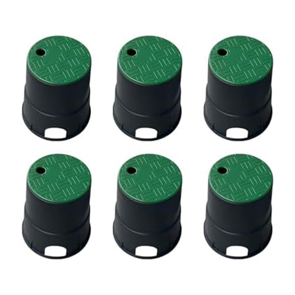 Confezione da 6 scatole con valvole in PP antiscivolo rinforzate per irrigazione da giardino e prato, protezione per sistema di irrigazione verde e nero